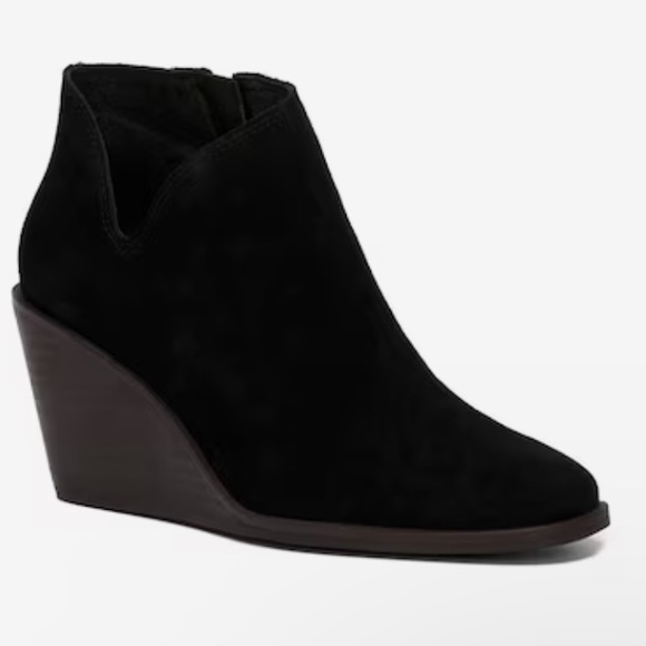 Lucky Brand Black Suede Wedge Booties Sz. 7.5 - Picture 1 of 8